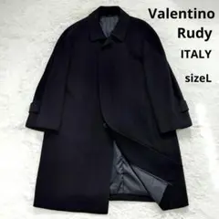 【良品】Valentino Rudy　ステンカラーコート　黒　カシミヤ100　Ｌ