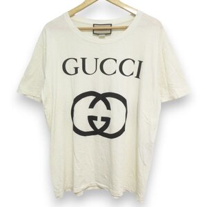 美品 GUCCI グッチ インターロッキング GGロゴ 半袖 Tシャツ カットソー オーバーサイズ L アイボリー ◆