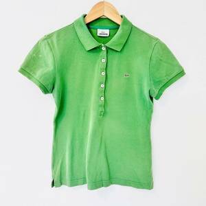 H8162ii LACOSTE(ラコステ) サイズ42(S位) ポロシャツ 半袖 胸ロゴ 半袖ポロシャツ 綿94% グリーン レディース 日本製