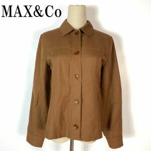 マックスアンドコー ステッチ長袖切り替えシャツジャケットブラウンMAX&Co カジュアル 薄手 38 B1889