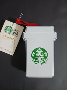 スタバ　スターバックス　STARBUCKS　 オーナメント缶　クリスマス　 小物入れ　 ケース タンブラー型 　 空き缶のみ　白　 ギフト缶　 