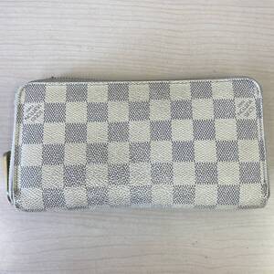 【TH0111】ルイ・ヴィトン LV ダミエ 長財布 ラウンドファスナー チャック破損あり ホワイト