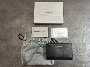 β新品展示級【BALENCIAGA VILLE LONG CARD HAND WRITTEN SIGNATURE バレンシアガ カードコインケース レザー ブラック 581102】ON00114