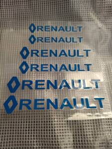 【ゆうパケット送料込】RENAULT(ルノー) ステッカー ブルー 大中小６枚セット ①　【文字だけ転写】