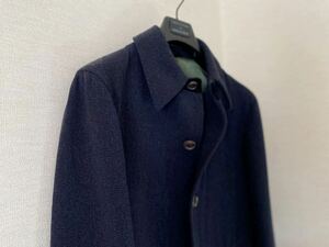 美品 ドーメル DORMEUIL コート A WORKROOMステンカラーコート ネイビー