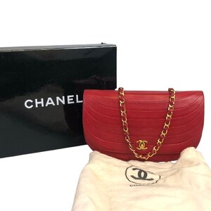 【1円～】シャネル CHANEL バッグ ショルダーバッグ チェーンショルダーバッグ マトラッセ ハーフムーン ラムスキン 付属品付き 中古