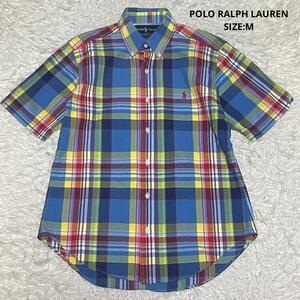 POLO RALPH LAUREN ポロラルフローレン CLASSIC FIT マドラスチェック 半袖BDシャツ ボタンダウン サイズM マルチカラー