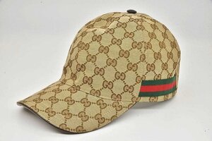 グッチ GUCCI GGキャンバス キャップ 帽子 Lサイズ コットン ベージュ/エボニー ウェブライン 200035【正規品】