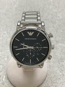 EMPORIO ARMANI◆クラシック_ルイージ_エクストララージ_QZ_SS_46mm/アナログ/ステンレス/BLK/SLV//