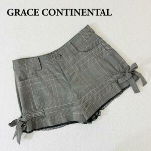 【美品】grace continental パンツレース チェック リボン 36　グレースコンチネンタル　S レディース　ショートパンツ　可愛い　オシャレ