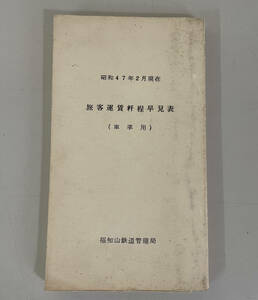 国鉄 旅客運賃算出粁程早見表 昭和47年 車掌用 鉄道 福知山鐡道管理局