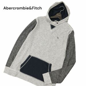 Abercrombie&Fitch アバクロンビー＆フィッチ 胸刺繍★ メランジ フーディー プルオーバー パーカー Sz.M　メンズ グレー　C4T04011_4#F