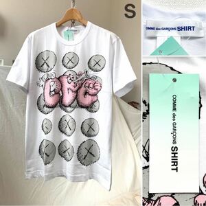 S 新品 2021AW コムデギャルソンシャツ カウズ KAWS コラボ ロゴ 半袖 Tシャツ メンズ Comme des Garcons Shirt FH-T003 ランウェイモデル