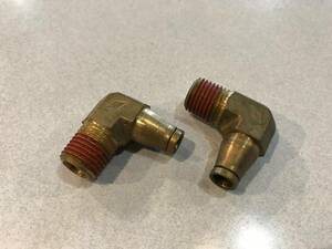 エアサスホースワンタッチジョイント　耐熱真鍮製　1/4H-1/4NPT-L ２個