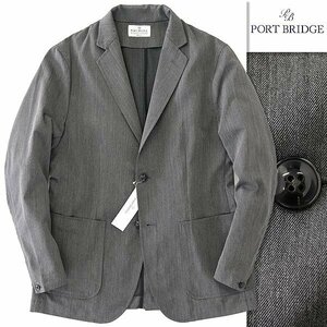 新品 ポートブリッジ 春夏 アンコン ストレッチ テーラード ジャケット L 灰 【BOF901_830】 メンズ PORT BRIDGE ツイル ブレザー