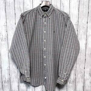 ラルフローレン Ralph Lauren 厚手 チェックシャツ 長袖シャツ メンズ ワンポイント Lサイズ 2-974
