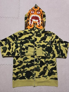 ★L★　BAPE 1st Camo yellow Tiger Full Zip Hoodie エイプ　べイプ　タイガー　シャーク　パーカー　イエロー　カモ　迷彩 a bathing ape