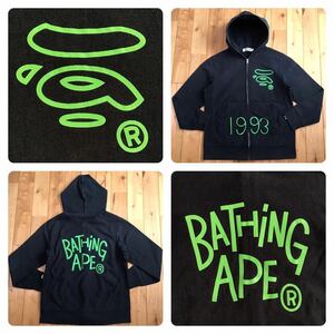 BAPE LOGO ジップ パーカー Sサイズ ネイビー a bathing ape zip hoodie navy エイプ ベイプ アベイシングエイプ NIGO w2al