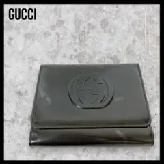 GUCCI グッチ☆エナメル 手帳 ケースカバー ビッグロゴ イタリア製