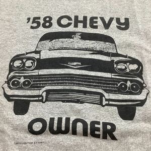 M66.ビンテージプリントTシャツ古着アメカジUSA製アメリカ製フリー＆イージーレーシングアメ車霜降りグレーサイズLチャンピオン