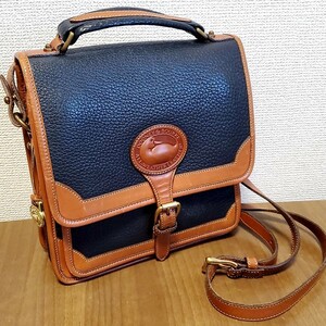 985◆USA製 ドゥーニーアンドバーク DOONEY&BOURKE ショルダーバッグ 黒×茶 グレインレザー 中古 USED 古着 vintage