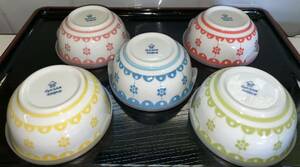■ふた付き小鉢／保存容器／小ぶりな茶碗にも ■５カラー ５個セット 陶器