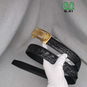 クロコダイル メンズベルト ワニ革本物保証 本革 レザーベルト ゴールド色バックル付き メンズ 巾3.5cm 黒