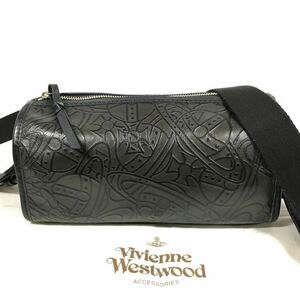 【ヴィヴィアンウエストウッド】本物 Vivienne Westwood ショルダーバッグ オーブ総柄 ポシェット 斜め掛け レザー×PVC メンズ レディース