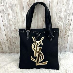 極美品 YSL Yves Saint Laurent イヴサンローラン トートバッグ カハラ ハンドバッグ 肩掛け A4 ブラック 黒 ブラック メンズ レディース