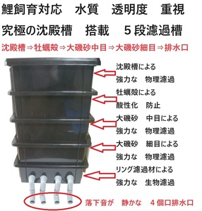 大型ケース 池用 究極の　沈殿槽付き サンドフィルター ５段濾過槽 大関１号 ブラックタイプ 　12