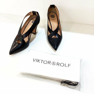 VIKTOR & ROLF ヴィクター&ロルフ ポインテッド トゥ レザー ヒール シューズ 黒 レザー Hs3-50