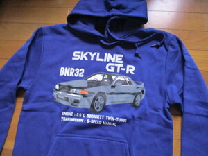 新品　早い者勝ち！　日産　スカイライン　GT-R　BNR32　スウェット　パーカー　ブルー　Mサイズ　モータースポーツやレース観戦にいかが？