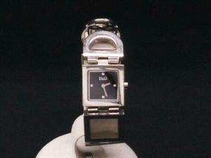 D＆G ドルチェ&ガッバーナ TIME 黒文字盤 2針 時計 腕時計 アナログ 腕回り約15.5cm ケース・ブレス傷有 クォーツ