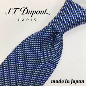 【美品】S.T. Dupont ネクタイ 未使用近 チェック ブルー シルク