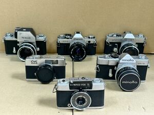 【た-6-65】60 当時物 レトロ フィルムカメラ まとめて CANON OLYMPUS KONICA NIKON 動作未確認 ジャンク品