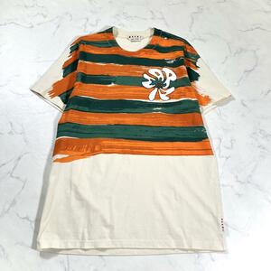 【極美品】MARNI マルニ　ペイント　ロゴ　ボーダーTシャツ　ロゴタグ