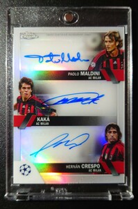 【28/50】2022-23 Topps Chrome UEFA CC マルディーニ カカ クレスポ トリプルオートグラフ 直筆サインカード ACミラン