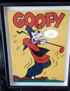 Disny 保証書付き ＧＯＯＦＹ　グーフィー 　油彩　ディズニー