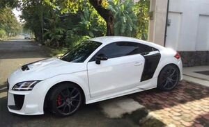 ★AUDI アウディ 8J TT/TTS/TT-RS用 ブラック・セイルズ Ｒ８タイプカーボンサイドパネルセット/サイドガーニッシュ/綾織/BLACK/SAILS