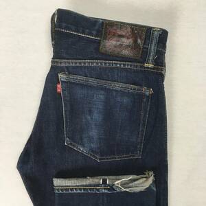 SKULL JEANS スカルジーンズ 5010XX ジーンズ 日本製 W32 デニム 隠しリベット セルビッチ ボタンフライ 革パッチ