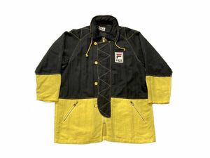 90s FILA ナイロン ジャケット コート ビンテージ ブラック イエロー ウータン クラウン フィラ