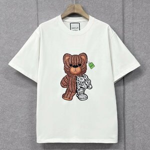 個性ヨーロッパ製※定価2万◆ブルガリア発※RISELIN 半袖Tシャツ 面白い 人気 通気 快適 クマ トップス プルオーバー キュート 夏 M/46