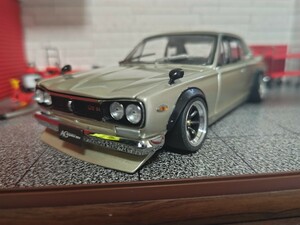 京商 1/18 スカイライン GT-R ハコスカ シャンパンゴールドオールペン カスタム