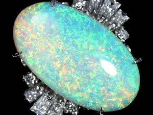 ML12964S【1円～】新品【RK宝石】≪opal≫ 魅惑の遊色!! 極上オパール 特大5.94ct!! 極上ダイヤモンド Pt900 高級リング ダイヤ