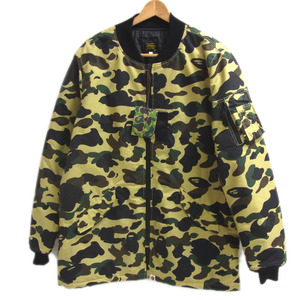 新品 定価5万4864円●A BATHING APE 16AW ロング MA-1 フライト ジャケット コート 1st カモ ア ベイシング エイプ XL メンズ ミリタリー