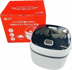 【美品】2023年製 ORIGINAL BASIC BKR-31-WH マイコン式炊飯器 3合 家電 キッチン ビックカメラ ブラック ホワイト 
