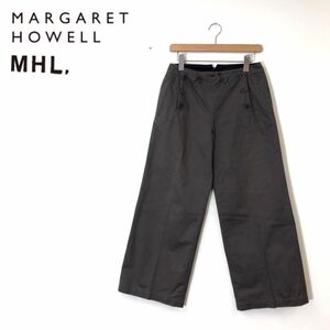 1S1492-U◆Margaret Howell マーガレットハウエル ワイドパンツ チノパン 前ボタンデザイン ナチュラル 個性的◆size 2 ブラウン 綿