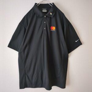 NIKEGOLF ナイキゴルフ ポロシャツ ワッペン 企業ロゴ 黒 XL