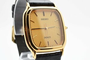 箱入り セイコー ドルチェ スクエア ゴールド クオーツ 5E61-5A10 メンズ 腕時計 SEIKO DOLCE