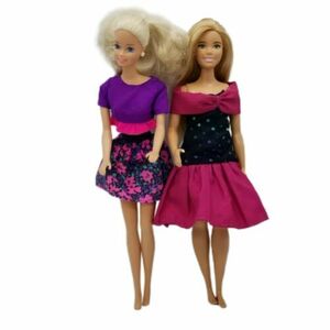 2 Barbie Dolls Blond 1966 Mattel China, 2016 Mattel Indonesia Fuller Figure Flat 海外 即決